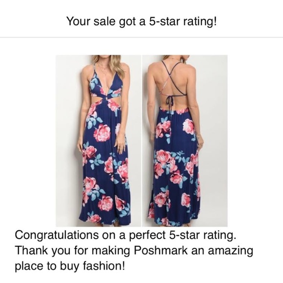 Navy Floral Open back Maxi! - Picture 4 of 6